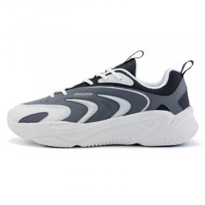 QIAODAN Амортизирующие нескользящие износостойкие дышащие низкие беговые кроссовки мужские серый - угольно-серый/молния-серый, цвет Coal Gray/Lightning Gray