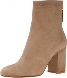 Женские ботильоны FOWT с круглым носком и задней молнией, удобные, с массивным средним каблуком, теплая обувь для зимы и осени, для работы, вечеринок и выпускных, размеры 4-16 US, Camel