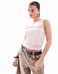 Майка Stradivarius со сборками нежно-розового цвета