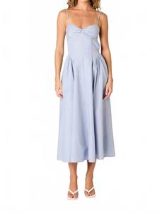 Полосатое миди-платье Destene в сине-сером цвете NIA