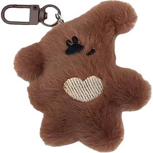 Милый медвежонок с кривой головой кукла брелок плюшевый кулон высота 7см ROUERXIONG, темно-коричневый