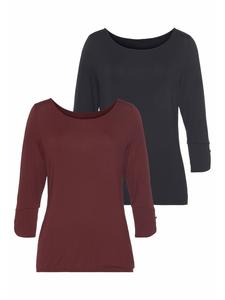 Рубашка с рукавами 3/4 ягодного и темно-синего цветов Vivance