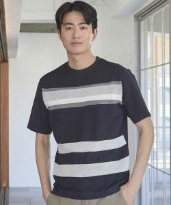 Вязаная полосатая футболка с перфорацией Union Station, цвет Navy