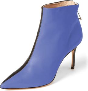 Женские ботильоны YDN с острым носком на шпильке с двухцветным дизайном, Blue