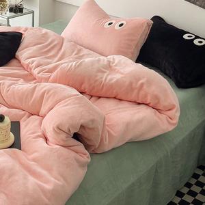 LUOLAI HOME Комплект постельного белья, 4 предмета, размер 200 см, подходит для одеяла 220×240 см, простыня, цвет: светло-розовый, светло-зеленый