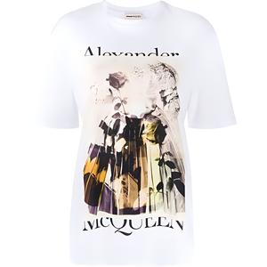 Alexander Mcqueen Женская белая футболка с круглым вырезом, средней толщины