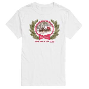 Мужская футболка Budweiser Clydesdales Holiday с графическим рисунком Licensed Character, белый