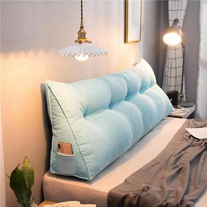 Hueborne Подушка для чтения в кровати Wedge с высокой спинкой и подлокотниками, съемный чехол из вельвета Sky Blue