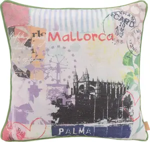 Х.ОК.К. Подушка декоративная "Любимые города МАЛОРКА", с мотивом Майорка, двусторонний чехол с наполнителем, 1 шт H.O.C.K. 45х45 см, цвет bunt/orange + bedruckt