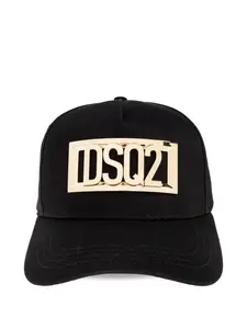 Бейсболка с золотистой пластинкой-логотипом DSQUARED2, черный