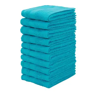 Мое домашнее полотенце для умывания Vanessa, доступно как набор и серия, 10 мыльных полотенец, 30x30 см, полотенца с каймой, 100% хлопок, однотонные, мягкие My Home, бирюзовый