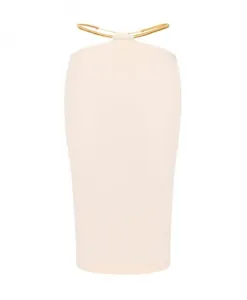 Вязаная юбка с декоративной змеиной отделкой Elisabetta Franchi, бежевый