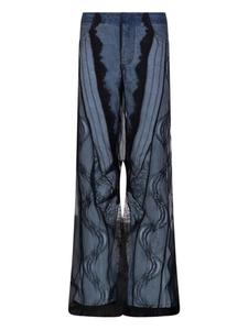 Джинсы с широкими штанинами и прозрачным верхом Christopher Esber, синий