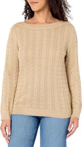 Женский свитер Tommy Hilfiger с рукавами 3/4 и вырезом-лодочкой, Light Heather Fawn