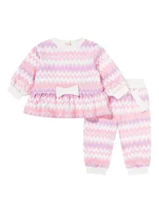 Спортивный костюм с зигзагообразным рисунком и бантом Missoni Kids, розовый