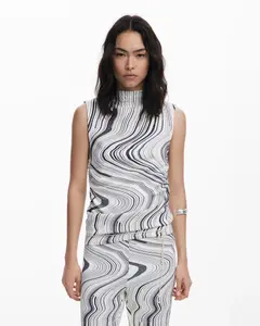 Женская футболка с волнистыми полосками Desigual, белый