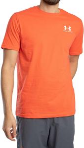 Мужская спортивная футболка Under Armour с коротким рукавом на левую грудь, (847) Fire/White