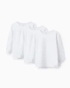 Набор из 3 футболок для мальчиков с длинными рукавами и 100% хлопком Zippy, белый