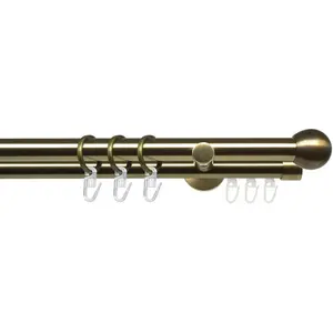 Карниз для штор Stilgarnitur 20 мм Blues Kugel Ø 2 мм, двухрядный, фиксированная длина, комплектный карниз для штор Liedeco, Messingfarben