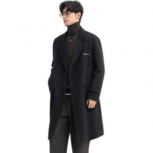 Пальто мужское с воротником-стойкой, утепленное и на флисе, прямого кроя VanCamel, темно-серый