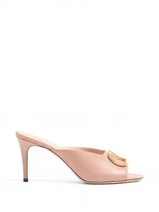 Сандалии-слипоны VLogo Signature из детской кожи на каблуке 80 мм Valentino Garavani, розовый