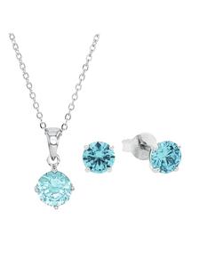 Amor Колье Set Silber 925, rhodiniert in Hellblau