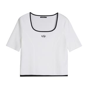 ELLE Трикотаж Women's White Square Collar Moderate Others