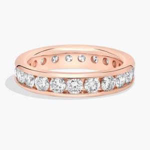 Кольцо-вечность с круглыми выращенными в лаборатории бриллиантами в канальной оправе из 14-каратного розового золота (2 карата, двойной - FG / VS2-SI1) Blue Nile