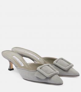 Maysale 50 замшевые мюли Manolo Blahnik, 0220 Dgry