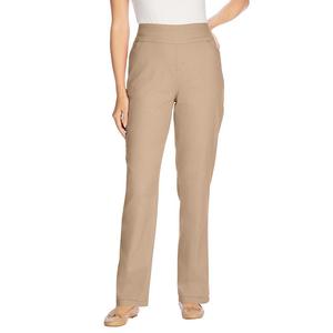 Женщина в женских джинсах прямого кроя с гибким кроем больших размеров без застежек Woman Within, цвет New Khaki