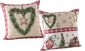 Чехол на подушку Dreams "Рождество, Новогоднее украшение", (2 шт.) 40х40 см, красный/бежевый/зеленый