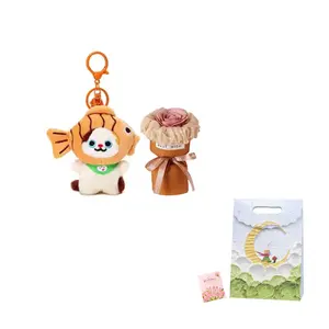 Чехол в виде головы рыбы-крокодила плюшевый кулон кошка брелок 14см Jinnew, розовый