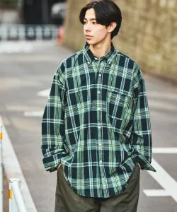 Рубашка с длинным рукавом в клетку «мадрас» с крупным силуэтом