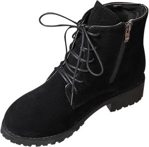 Generic Женские замшевые ботильоны с округлым носком, шнуровкой, низким каблуком и коротким голенищем, розовые повседневные ботинки в стиле милитари с боковой молнией