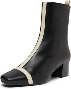 Женские уникальные ботильоны с квадратным носком Miss Left, на низком толстом каблуке, с боковой молнией, модные, для вечеринок и ежедневной носки, размер 4-16 US, Black