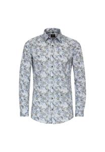 Рубашка с принтом в деловом стиле облегающая фигуру Venti, синий