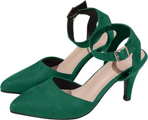 Женские сандалии Ctreela с открытой пяткой и ремешком на щиколотке, каблук-кисет, искусственная замша, элегантный заостренный носок, туфли-лодочки для женщин, Green