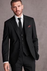 Фирменный костюм Tollegno приталенного кроя: куртка Next, черный