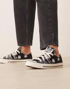 Кроссовки Chuck Taylor All Star Ox черного цвета с белым узором пейсли Converse