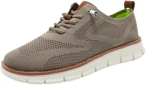 Обувь для мужчин Мужские сетчатые оксфорды Кроссовки для бизнеса и повседневной носки Классические шнурки Для ходьбы Теннисные удобные кроссовки Слипоны Лодочные туфли Легкие с мягкой подошвой и дышащие модные кроссовки Baimiu, хаки