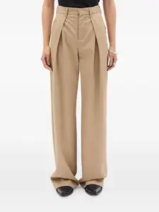 Плиссированные брюки широкого кроя Ann Demeulemeester, бежевый
