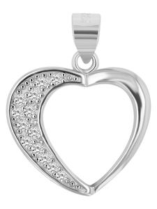 Adeliás Женский кулон - кулон в форме сердца из серебра 925 пробы с кубическим цирконием в серебряной оправе