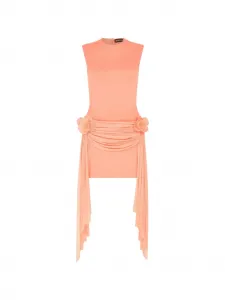 Мини-платье с драпировкой и цветком сбоку David Koma, розовый