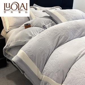 LUOLAI HOME Комплект постельного белья, 1,5-спальный, 4 предмета, для одеяла 200x230 см, флис двухсторонний, цвет Huayu-Yinghai