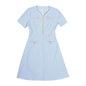 Женское платье с твидовой отделкой и карманами, v-образным вырезом и коротким рукавом Inspire Chic, Blue