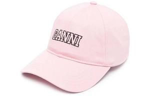 Бейсболка с вышитым логотипом и изогнутым козырьком GANNI, розовая