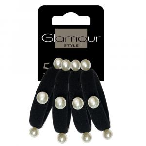 Резинки для волос Glamour Черные с жемчугом, 4 шт