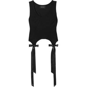 Топ с бантом и лентой из хлопка SIMONE ROCHA, черный