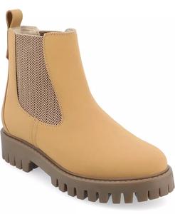 Женские полуботинки Alara средней и широкой ширины Chelsea с рифленой подошвой Journee Collection, коричневый/бежевый