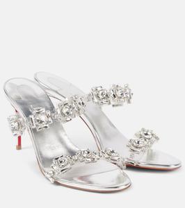 Just Jewel 85 декорированные мюли из ПВХ Christian Louboutin, Crystal/Silver/Lin Sv